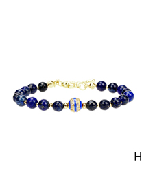 Fashion Blue Gold Color Semiprecious Onyx Gold Beaded Bracelet
