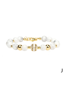 Fashion White Pine Onyx Gold Beads And Diamonds Beaded Bracelet