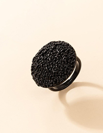 Fashion Black Alloy Geometric Texture Round Ring