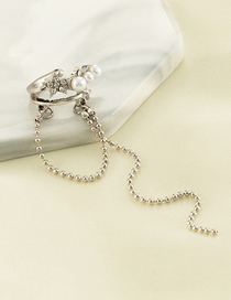 Fashion Silver Alloy Diamond And Pearl Geometric Tassel Ear Cuffs