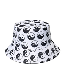 Fashion Black Polyester Tai Chi Print Bucket Hat