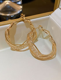Fashion Gold Brass Zirconium Mesh Twist Earrings