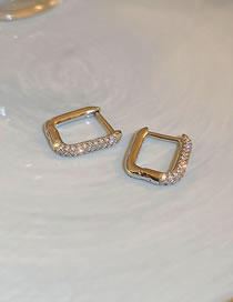 Fashion Ear Buckles - Silver Color Brass Inset Zirconium Square Earrings