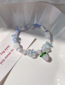 Fashion D Blue Glass Flower Beaded Bracelet