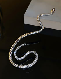 Fashion Silver Alloy Diamond Snake Earrings