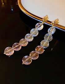 Fashion Pink Geometric Crystal Tassel Earrings