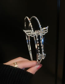 Fashion Silver Copper Diamond Heart Wings Double Layer Headband