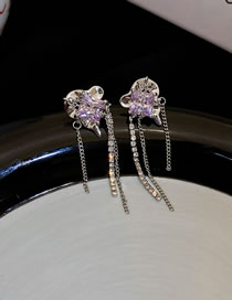 Fashion Silver Color Copper Diamond Crinkle Geometric Stud Earrings