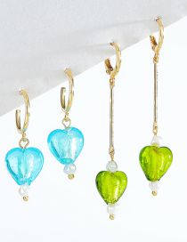 Fashion Color Silver Glaze Heart Earrings Set