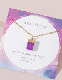 Fashion Gold Alloy Square Amethyst Head Necklace
