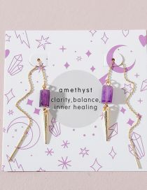 Fashion Purple Amethyst Long Chain Earrings