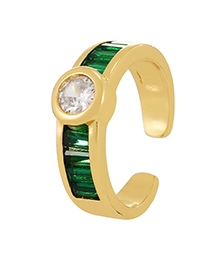 Fashion Green Bronze Zircon Round Ring