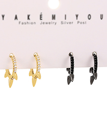 Fashion Gold Set Of 4 Copper Inlaid Zircon Geometric Earrings