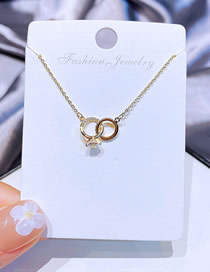 Fashion Gold Color Bronze Zirconium Double Ring Necklace