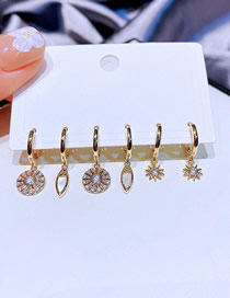 Fashion Gold Color Copper Zirconium Small Sun Earring Set