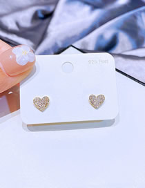 Fashion Love Copper Inlaid Zirconium Heart Stud Earrings