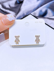 Fashion Bear Copper Inlaid Zirconium Bear Stud Earrings