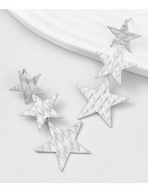 Fashion Silver Alloy Geometric Pentagram Stud Earrings