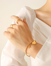Fashion Gold Color Titanium Steel Gold Plated Heart Letter Bracelet