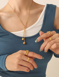 Fashion Gold Color Titanium Tassel Small Gold Ball Bundle Necklace