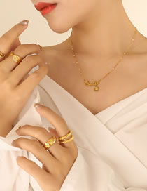 Fashion Gold Color Smiley Necklace-40+5cm Titanium Smiley Letter Necklace