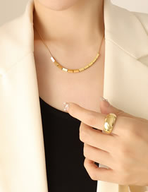 Fashion Gold Color Titanium Steel Geometric Square Snake Bone Chain Necklace