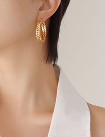 Fashion Gold Color Titanium Steel Gold Plated Wheat Earrings