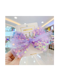 Fashion Purple Geometric Mesh Sequin Crown Bow Hair Clip