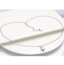 Fashion 1 White Gold Color White Diamond Finished Product Bronze Zirconium Heart Necklace