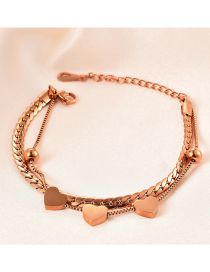 Fashion Rose Gold Color Titanium Steel Geometric Love Snake Bone Chain Double Bracelet