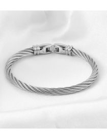 Fashion Steel Color Titanium Cable Cord Buckle Bracelet