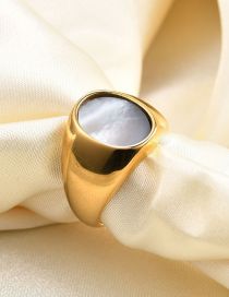 Fashion Gold Color And White Stainless Steel Drip Glossy Ring