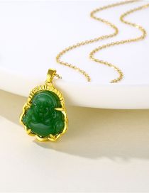 Fashion Maitreya Buddha Green Stainless Steel Smiley Buddha Necklace