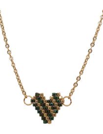 Fashion 4# Rice Bead Braided Heart Necklace