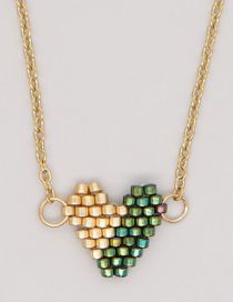 Fashion 6# Rice Bead Braided Heart Necklace
