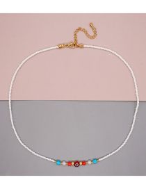 Fashion Gz-n210021a Rice Beads Beaded Glass Eye Necklace