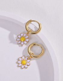 Fashion White Flower Titanium Geometric Flower Earrings