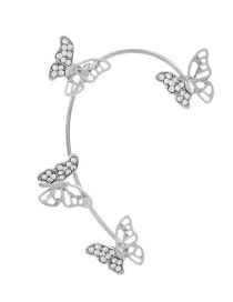 Fashion 22 Silver Color E Section Right Alloy Diamond Butterfly Ear Cuff