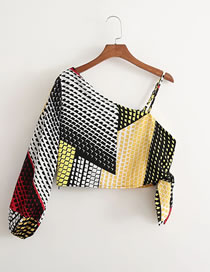 Fashion Color Satin-print One-shoulder Top