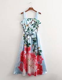 Fashion Printing Satin-print Lace-up Slip Dress