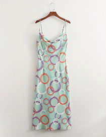 Fashion Printing Satin-print Drop-neck Slip Dress