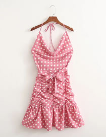 Fashion Polka Dots Geometric Polka Dot Print Drop Neck Tie Mermaid Dress