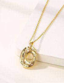 Fashion Gold Color Titanium And Zirconium Oval Necklace