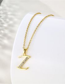 Fashion Z Stainless Steel Inlaid Zirconium 26 Letter Necklace