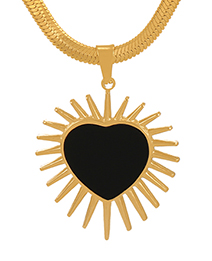 Fashion Black Titanium Steel Heart Shell Pendant Necklace
