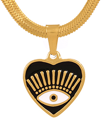 Fashion Black Titanium Steel Drop Oil Love Eye Pendant Necklace