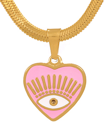 Fashion Pink Titanium Steel Drop Oil Love Eye Pendant Necklace