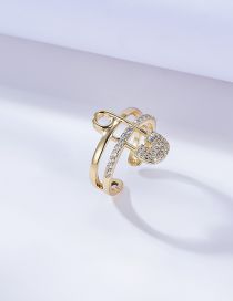 Fashion Gold Color Brass Zirconium Brooch Open Ring