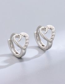 Fashion Silver Color Brass Diamond Heart Circle Earrings