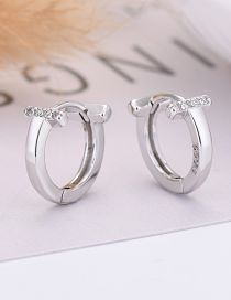 Fashion Silver Color Brass Diamond T-hoop Earrings